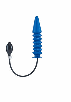Inflatable Solid Ribbed Dildo – Blue (Large)